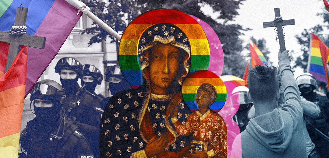 Collage on Catholicism and queerness in Poland